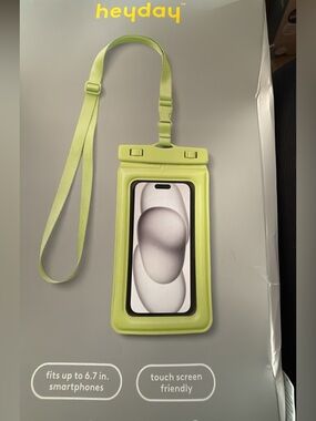heyday Lime Green & black Waterproof Phone Pouch with Neck Strap